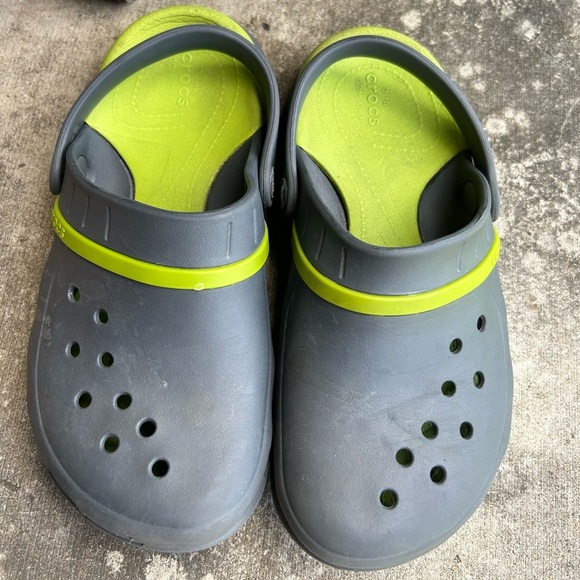 CROCS Modi Sport slip on clogs Gray & Green ventilated comfort shoes Sz-M5 W7. Q - Picture 1 of 10